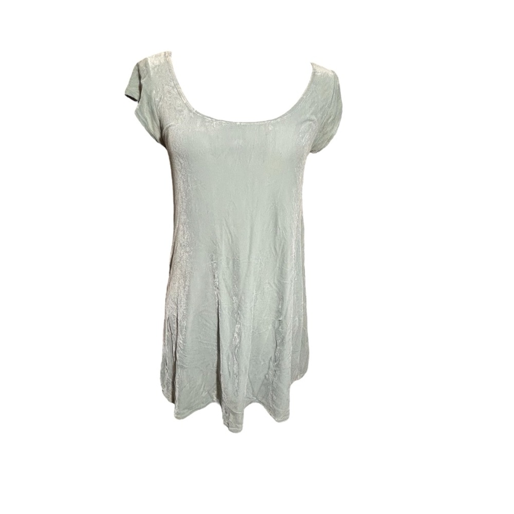 Elena Tannassi Boutique Gray Scoop Neck Velvet Babydoll Dress 90s Y2K Size XS